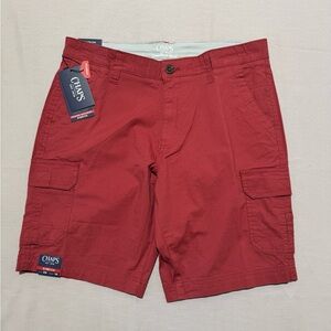 Chaps Men’s Coastland Wash Cargo Shorts Stretch Washed Red Size 30 10” NEW $65.